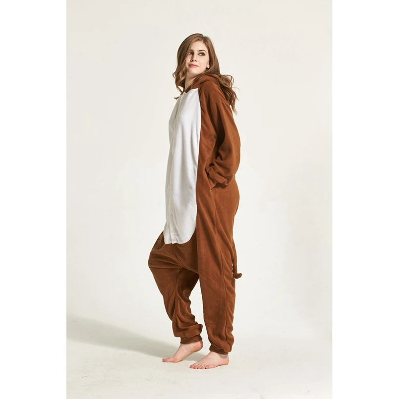 Коричневая обезяна Пижама для животных Onesie Толстовка взрослых женщин и мужчин