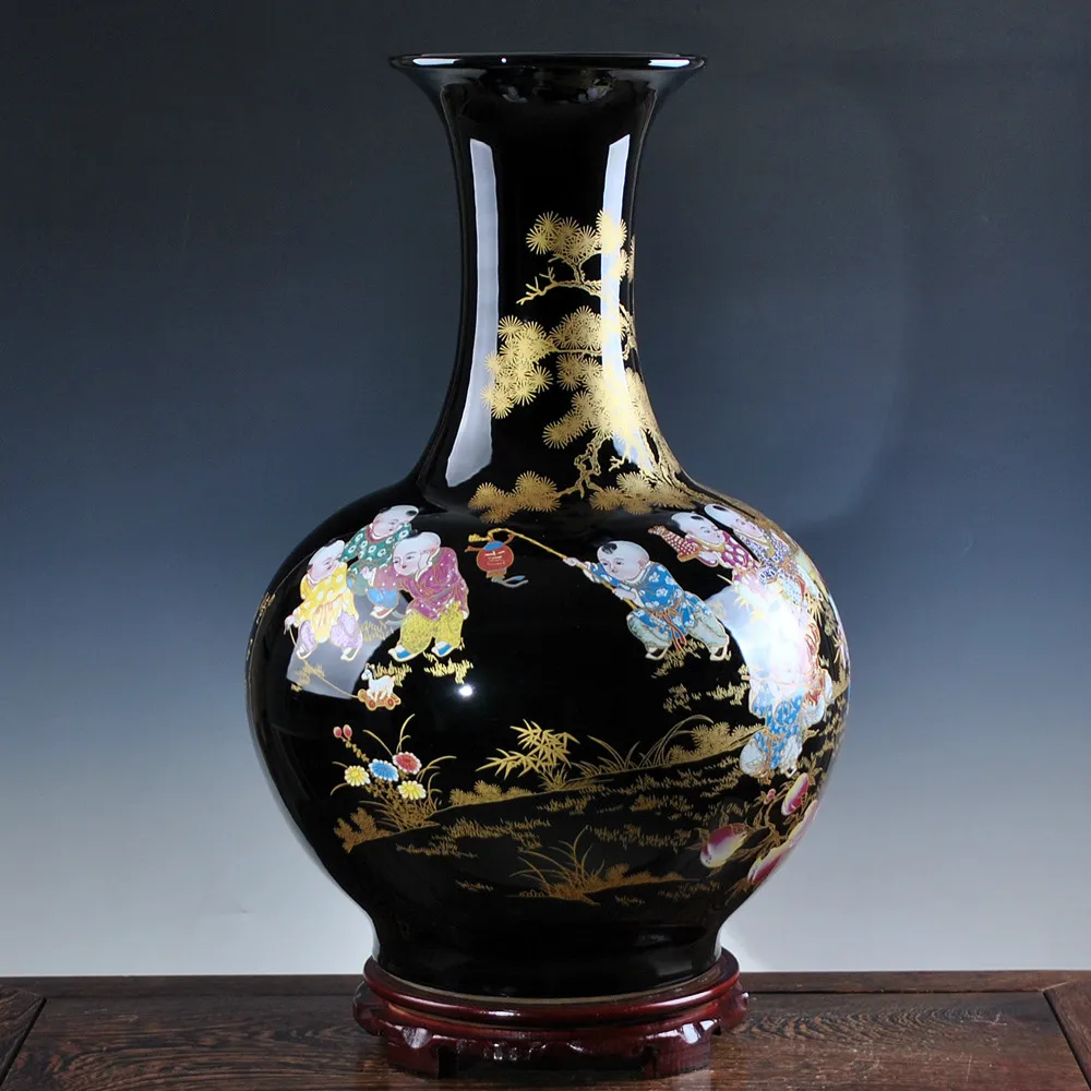 Роскошный античный фарфор Jingdezhen Royalblue Дизайнерская ваза большая напольная