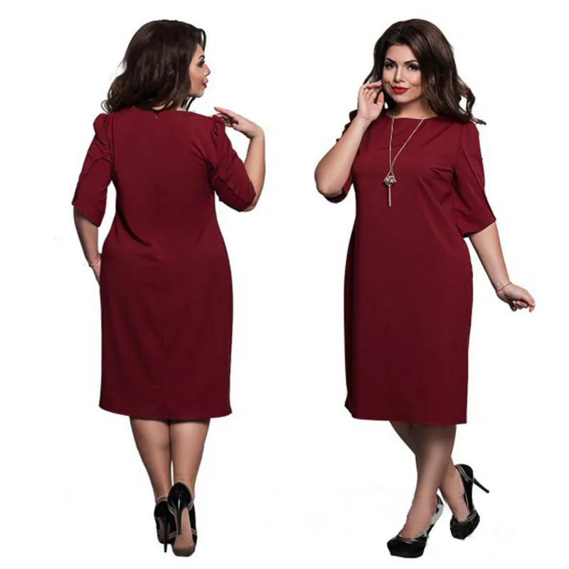 5XL 6XL Большие размеры 2018 синие красные зеленые прямые платья Плюс Размер Женская