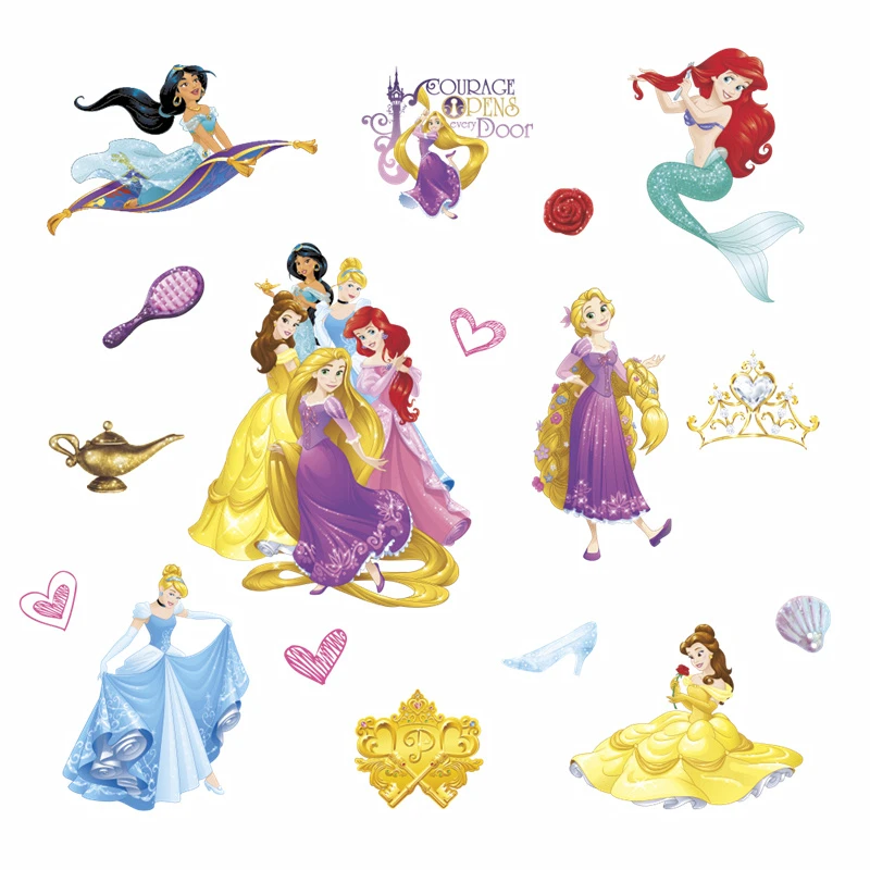Красивые декоративные наклейки Cinderalle Aurora Rapunzel Princess для девичьей комнаты - Фото №1