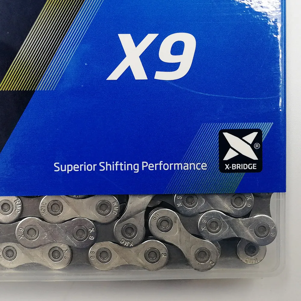 

KMC X9 bicycle chain 9 speed 116 links with quick link ultralight 287g MTB mountain bike chain road 9 variable boxed