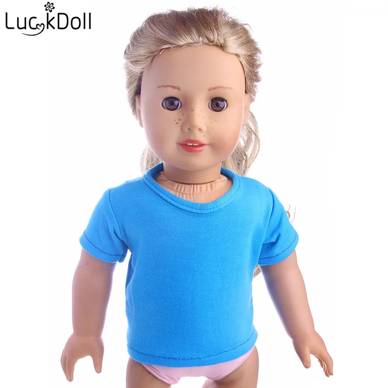 LUCKDOLL синяя футболка размер 18 дюймов американский 43 см Детская кукла одежда