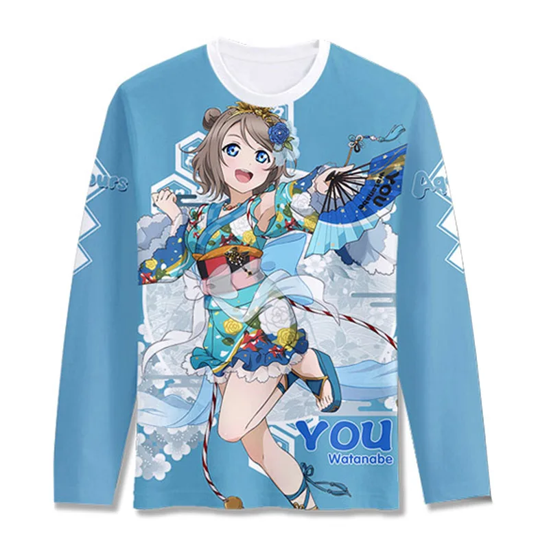 Футболка с принтом Love Live Sunshine Aqours Yukata Awaken, костюм для косплея, футболка с длинными рукавами Kurosawa Ruby Tsushima Yoshiko