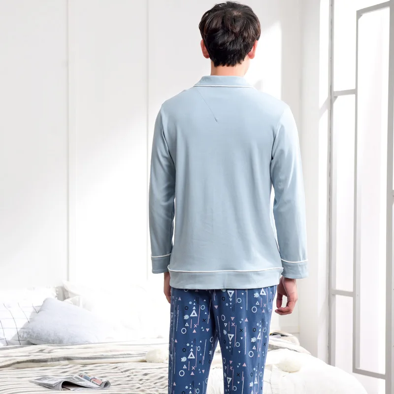 Мужская Корейская Молодежная Пижама большого размера весна-осень 2019 хлопковые