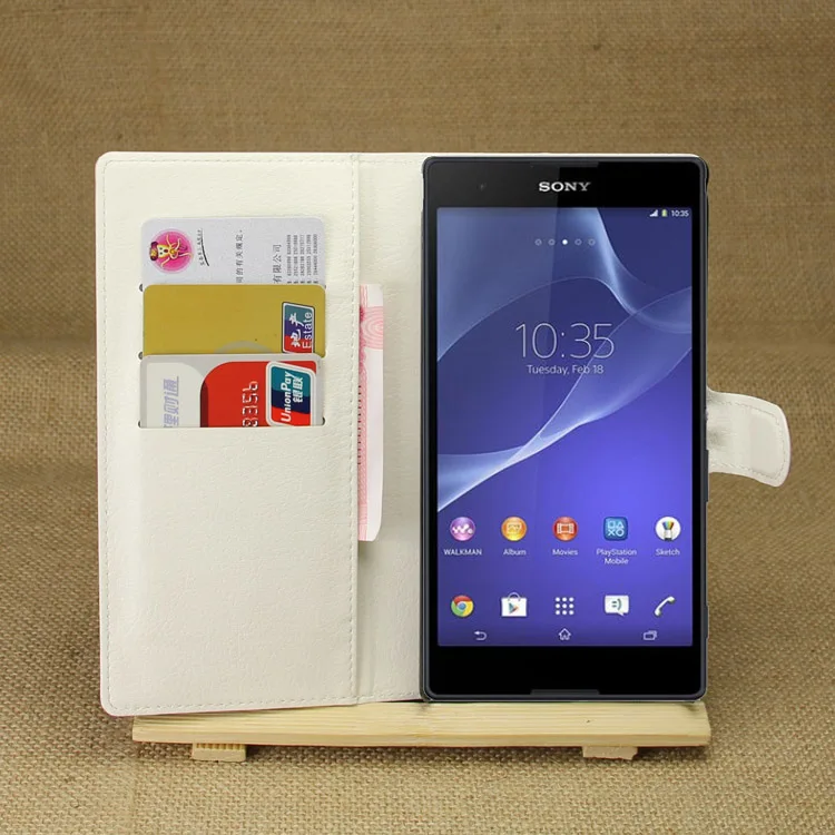 Флип чехол для Sony Xperia T2 Ultra Dual D5322 D5303 XM50t кожаный бумажник из ТПУ с держателями