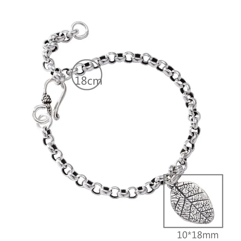 

Flyleaf Vintage Leaves Real 925 Sterling Silver Bracelets For Women Fashion Fine Jewelry Bracelets & Bangles High Quality