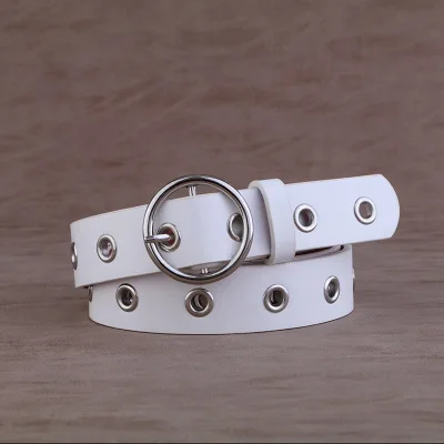 Silver buckle white Высокая плотность сплава пряжка панк-ремни Женская искусственная кожа гладкая металлическая пряжка простой ремень модный декоративный Джинсовый пояс леди - Цвет: Silver buckle white