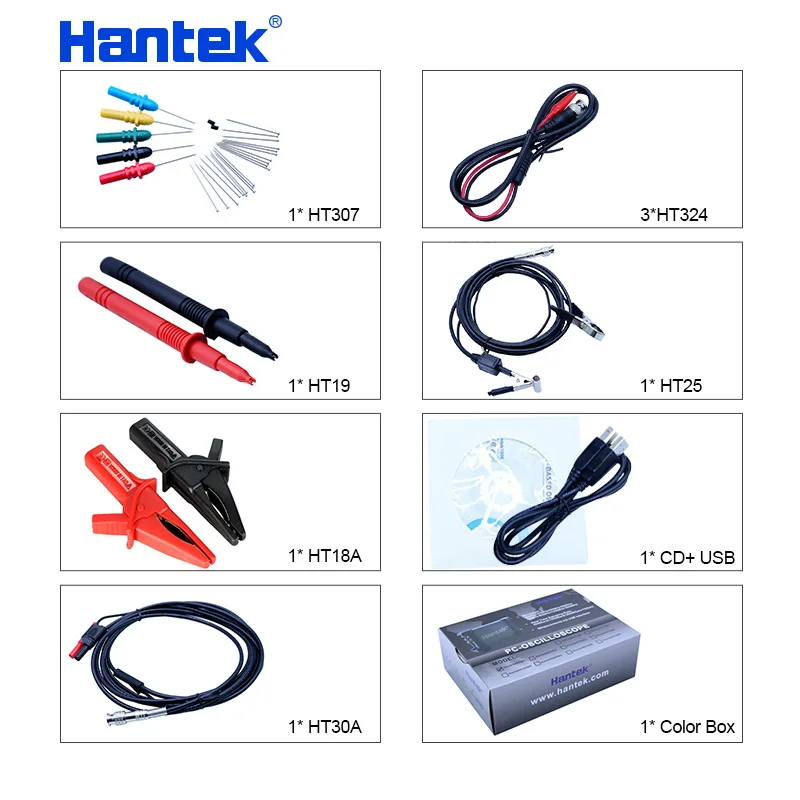 4 канала 100 МГц Автомобильный осциллограф Hantek 6104BE 1Gsa/s Портативный USB ПК