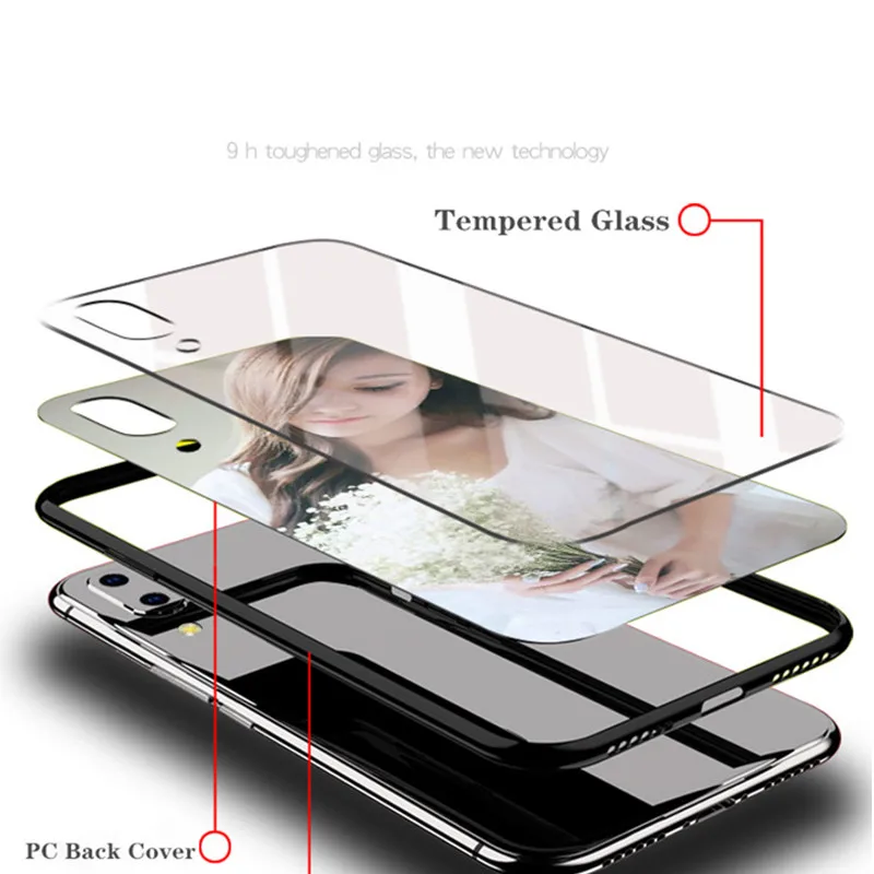 Дизайн фото чехол для телефона Huawei P20 P30 Mate 20 Lite на заказ DIY Стеклянная Крышка iPhone XS