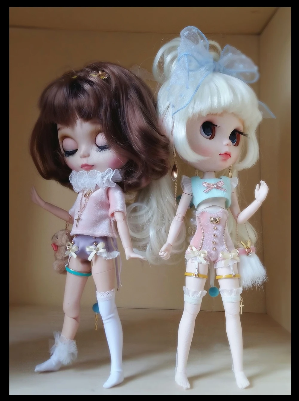 Изящные синие Топы blyth Dolls 6 шт./компл. короткие штаны с высокой талией повязка на