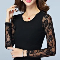 2018 new autumn womens lace basic shirt fashion plus size slim long sleeve lace shirt size s 5xl free shipping