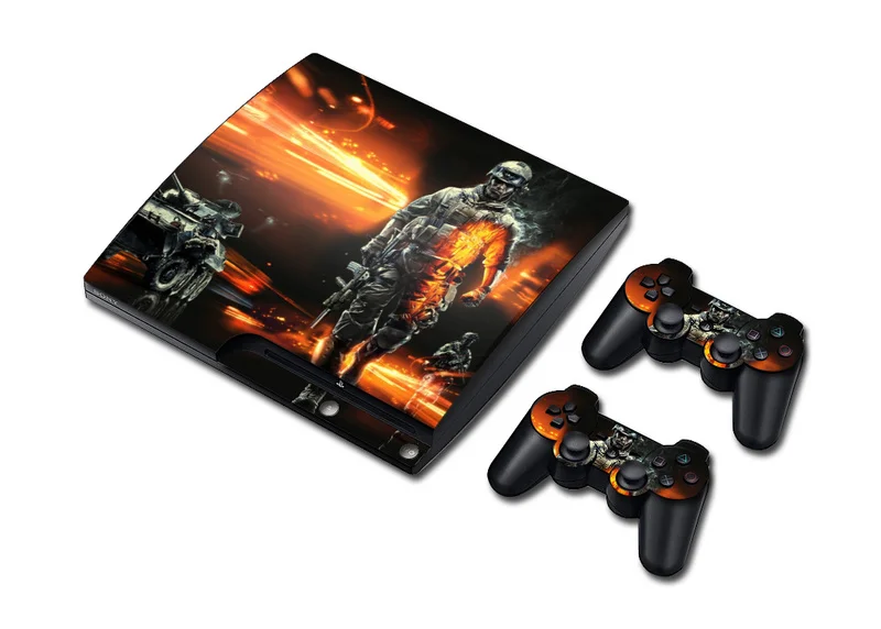 20 sets ПВХ НАКЛЕЙКА ОБЛОЖКА для PS3 SLIM + 2 КОНТРОЛЛЕРА СКИНЫ кожи наклейки |