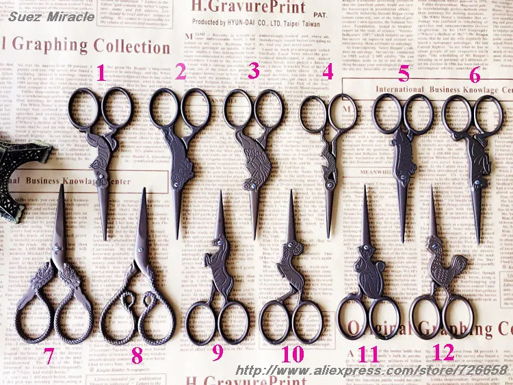 Винтажные ножницы из титана с изображением двенадцати китайских зодиаков