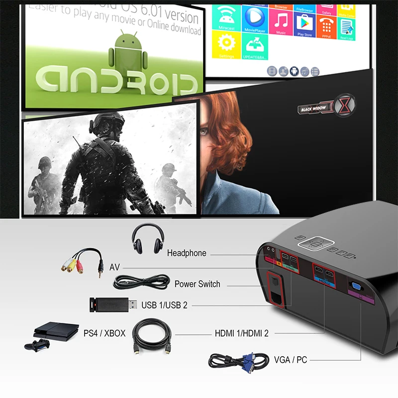 Everycom GP100 до 3500 люмен светодиодный проектор Full HD WiFi Android 4K видео Proyector опция Android Smart WiFi проектор домашний кинотеатр