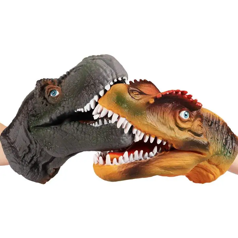

2PCS Dinosaur Hand Puppet For Stories Tyrannosaurus Head Hand Puppet Soft Non-toxic Figure Toy For Children Realistic Model Gift