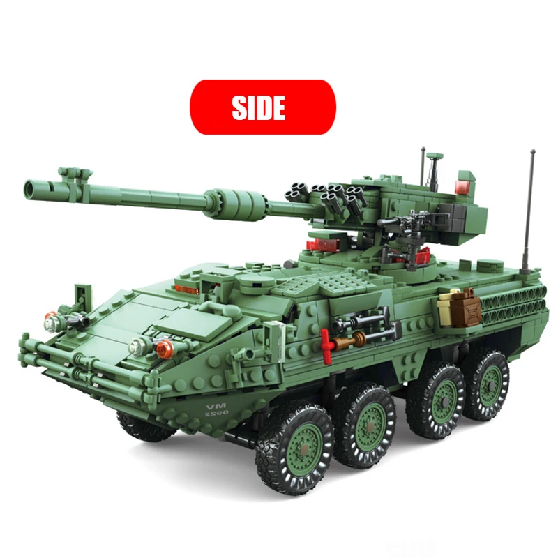 KAZI 10001 век военные MGS-M1128 танки Строительные блоки Набор бронированных автомобилей DIY Кирпичи игрушки для детей