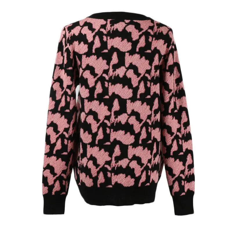 JOYDU 2018 Runway Winter Sweater Women Long Sleeve O-neck Leopard Tiger Head Pattern Vintage Knitted Jumper Casual sueter mujer | Женская