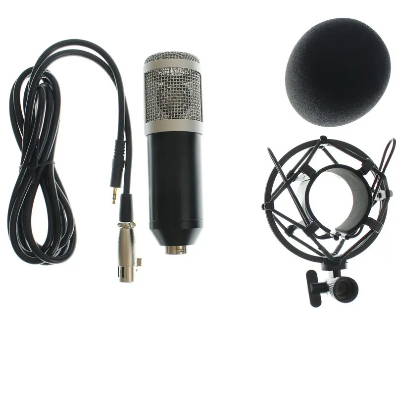 Black silver Микрофон профессиональный BM800 конденсаторный микрофон KTV Pro аудио студия вокальный Запись микрофон KTV Караоке+ металлический амортизатор - Цвет: Black silver