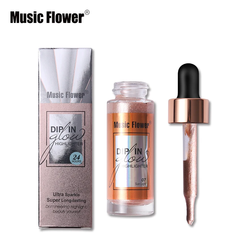 Music Flower Brand Bronzer Liquid Highlight Facial Makeup Highlighter iluminador Corrective Face Brightening Waterproof Make Up | Красота и