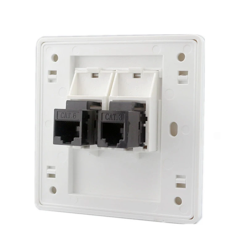 Прямая розетка CAT6 RJ45 с телефонной настенной панелью CAT3 RJ11 86x86 мм для крышки