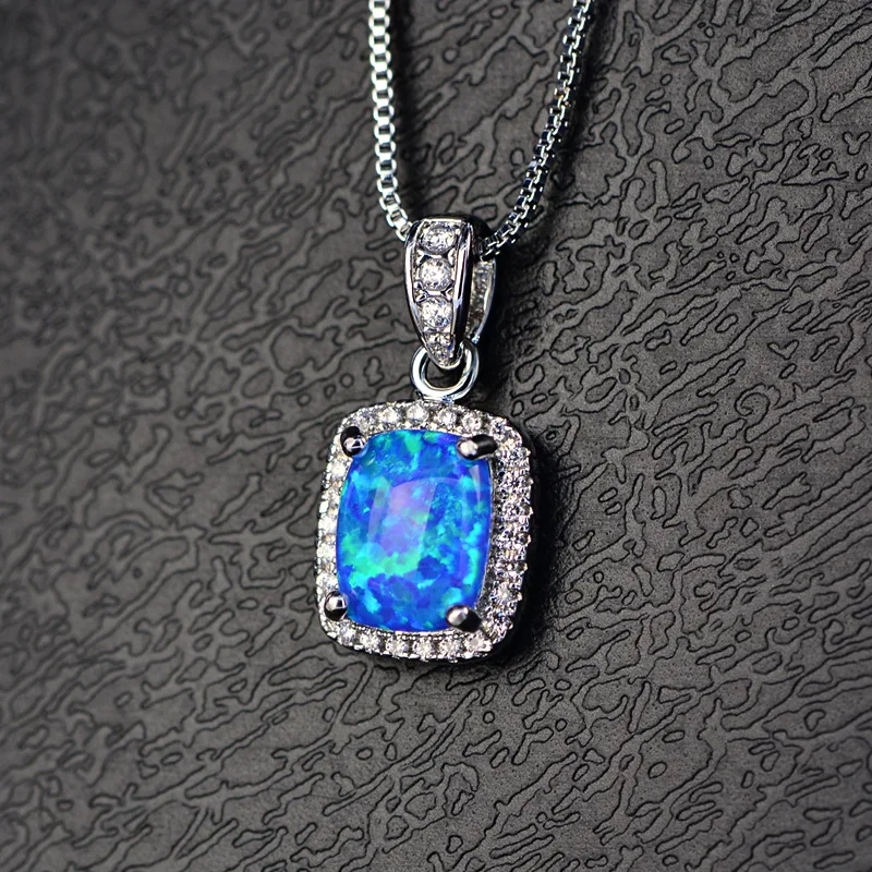 Модное Новое разноцветное квадратное ожерелье с опалом цирконием Женские
