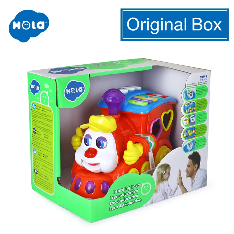 with box HOLA 556 детские игрушки IQ поезд на колесах электрическая игрушка с светильник и музыкальное обучение Развивающие игрушки для детей мальчик Рождественский подарок - Цвет: with box