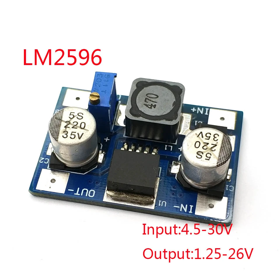 Модуль источника питания LM2596 DC / BUCK 2A настраиваемый понижающий модуль регулятор