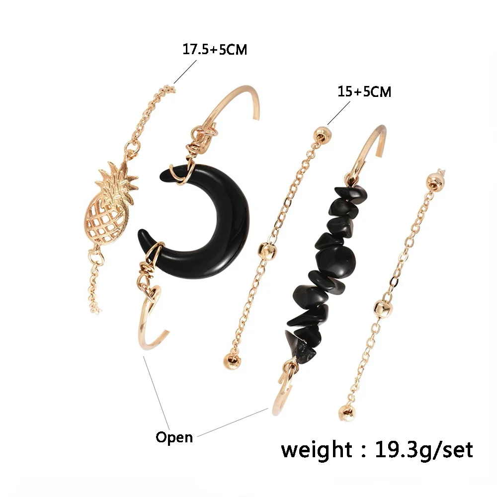 5 шт./компл. для женщин браслет австрийского хрусталя Луна ананас нерегулярная