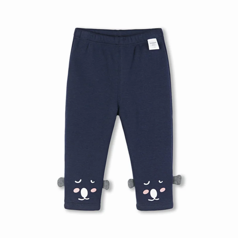 Dark blue Balabala/флисовые штаны без застежки с объемным рисунком медведя для маленьких девочек штаны для новорожденных штаны для бега зимние штаны с эластичной резинкой на талии - Цвет: Dark blue