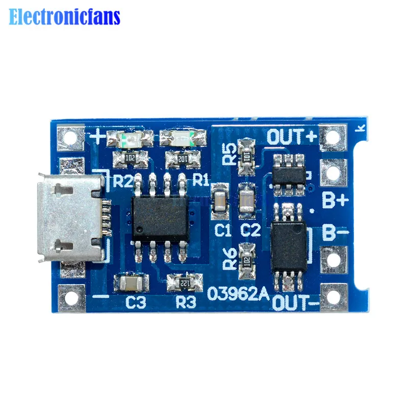 Микро-USB 5 В 1A 18650 TC4056A 50 шт. запасная деталь TP4056 с двумя функциями светодиодный