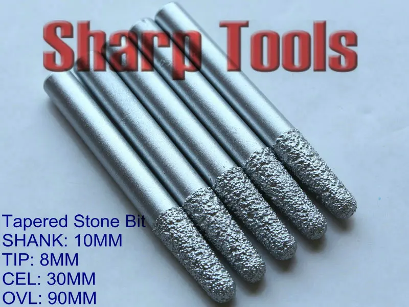 Набор фрез для гравировки с ЧПУ Алмазные биты 3D Гравировки Камня 10 х8х30 мм Длина 90
