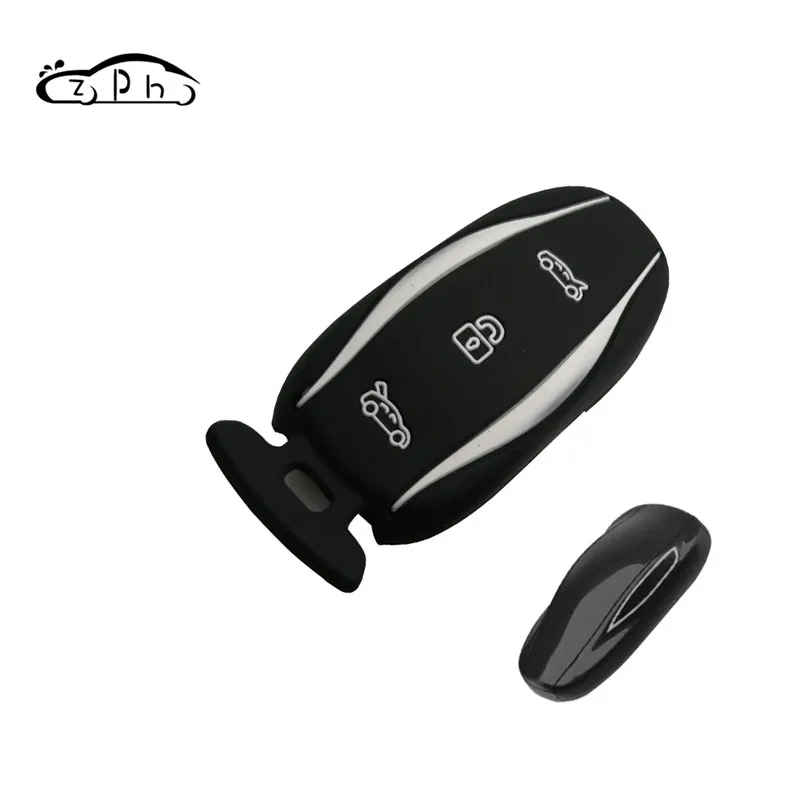 

3 Button Silicone Car Key Cover Case Holder For Tesla Model S X Car Model S 75D 90D P100D Smart Remote Key Shell Free Shipping