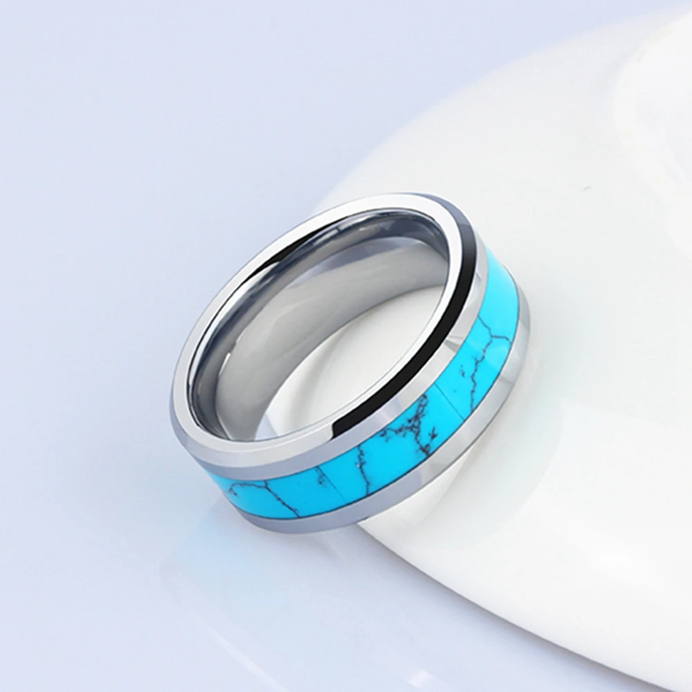 Вольфрамовые синие романтические парные кольца вольфрама винтажная пара колец