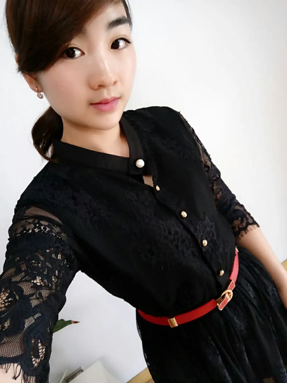 New Dress 2017 Весенняя Мода Выдалбливают Элегантный Белый Черное Кружево Партия
