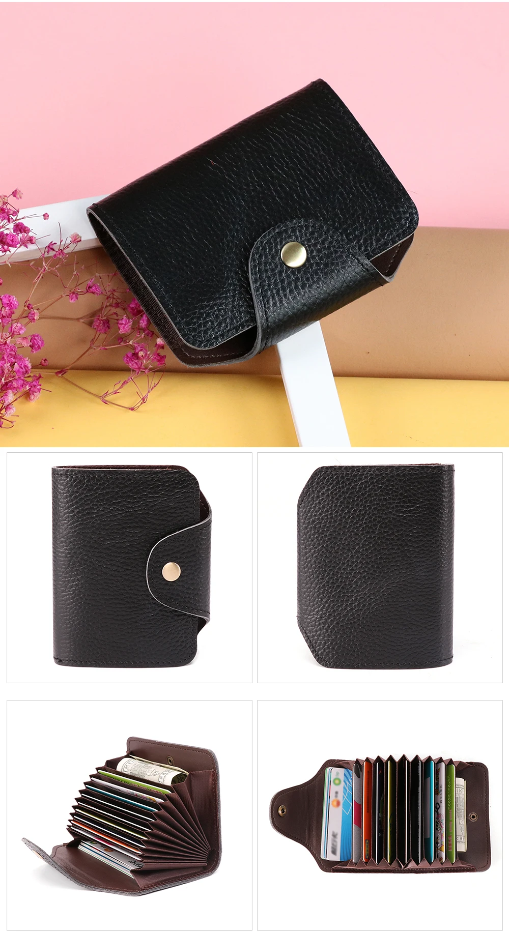 JOYIR Card Holder Wallet RFID Women Genuine Leather 11 Bits Card Case Business Credit Card Holder Card Wallet Clutch Handbag