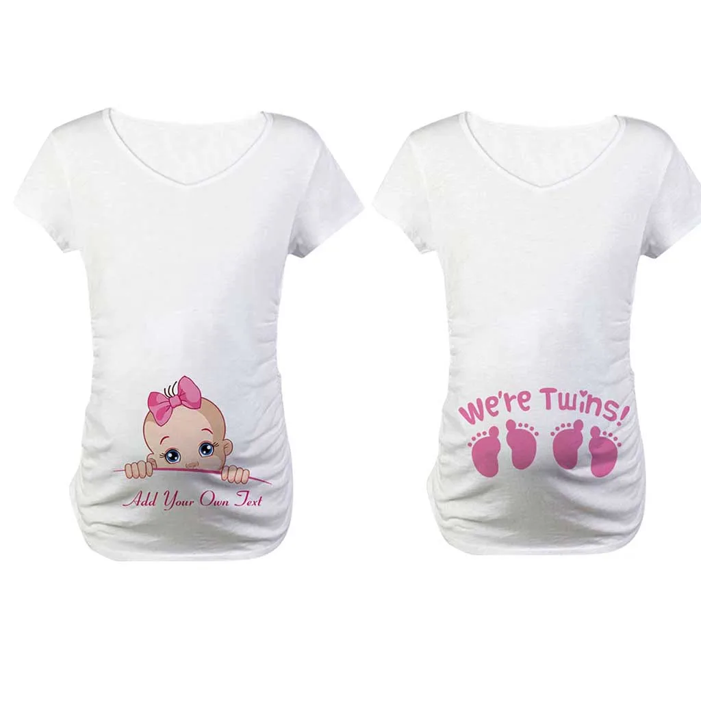 Женская одежда для беременных с коротким рукавом однотонный топ мультяшным