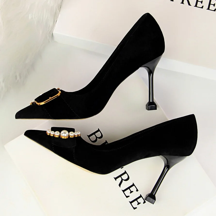 Heel Height 9cm HENGSCARYING/Брендовые женские свадебные туфли-лодочки на высоком каблуке 10 см; женские туфли-лодочки с острым носком; зеленый жемчуг; женская обувь на каблуках; Scarpins Talon Hauts - Цвет: Heel Height 9cm
