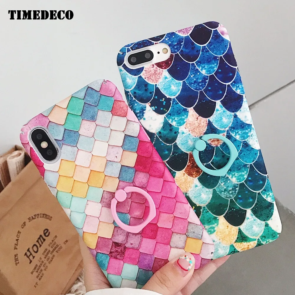 Чехол для телефона с покрытием "Рыбья чешуя" для Coque Iphone 7 Plus 6 6s 8, стильный корпус, чехол для телефона iPhone Xs, роскошный чехол max Xr с держателем для пальца.