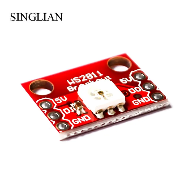 5 шт./лот RGB LED Breakout WS2812 Модуль цветной лампы Однолинейный интерфейс полноцветная