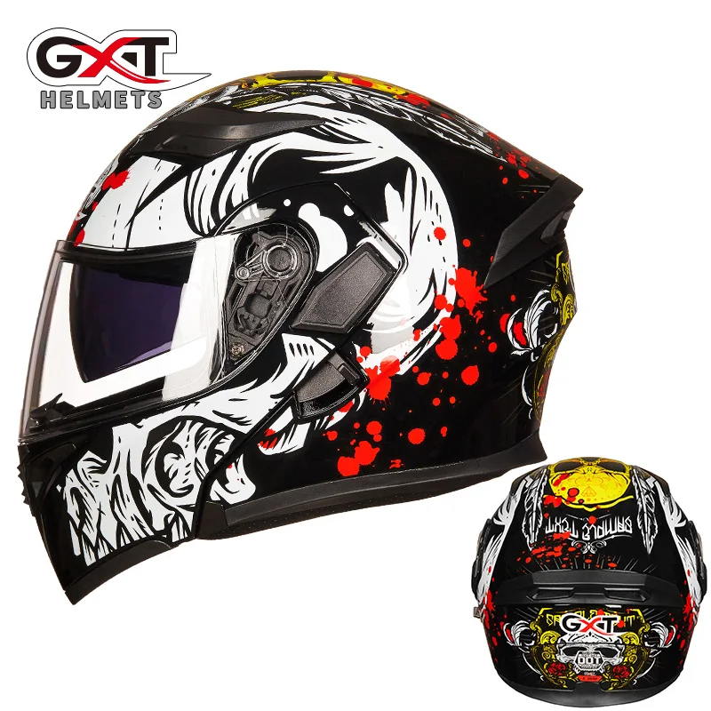 GXT флип-ап мотоциклетный шлем двойная линза анфас шлем Casco Racing Capacete с внутренним солнцезащитным козырьком можно положить bluetooth-гарнитуру - Цвет: 11