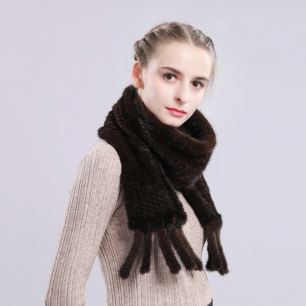 2020 натуральный мех норки кольцо женские зимние шарфы из натурального меха шарф