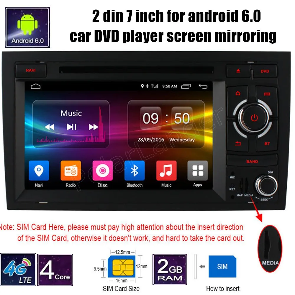 

Четырёхъядерный телефон, радио для Audi A4 2002-2008 4G WIFI GPS навигация USB видео 4G SIM LTE