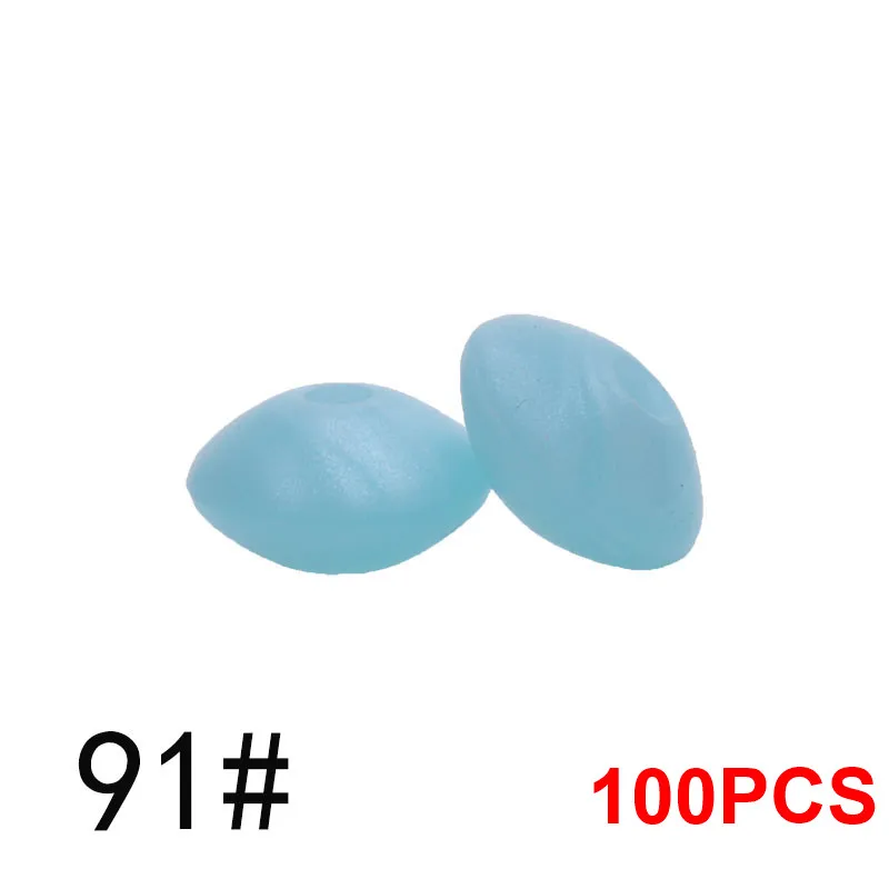 91 Metallic Blue QHBC 12*7 мм Прорезыватель для зубов 100 бусины в форме чечевицы силиконовый жемчуг BPA бесплатно детский кусающий Прорезыватель для зубов ожерелье пищевого класса мама игрушки для кормления - Цвет: 91 Metallic Blue