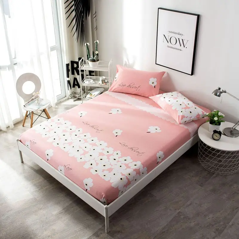 

100%cotton Mattress Pad Protector Mattress Cover Fitted Sheet Separated Water Bed Linens With Elastic Rubber