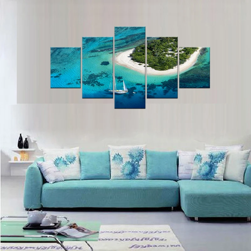 5 шт. на холсте острова парусный пейзаж Картины Wall art украшение для дома Холст