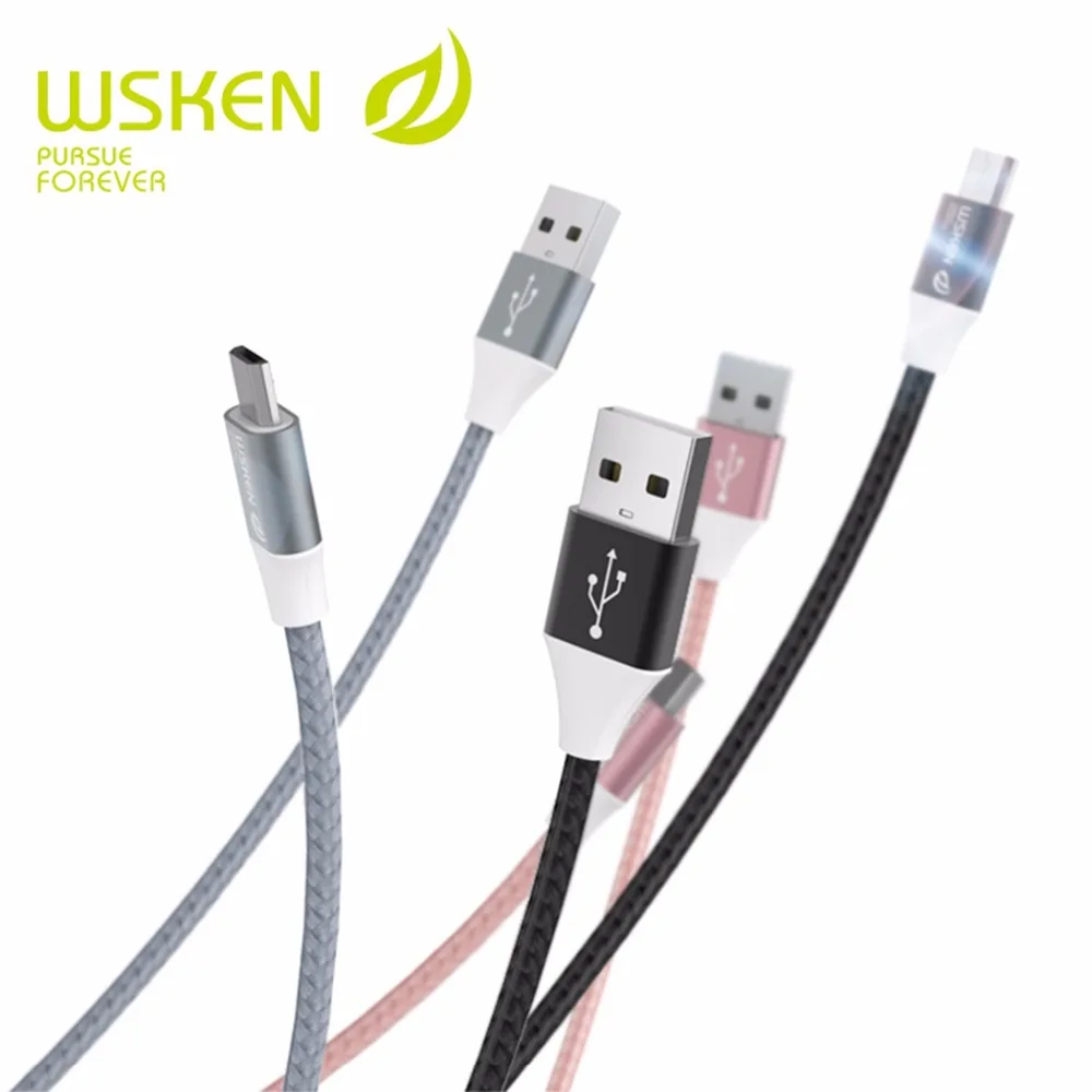 WSKEN Micro USB кабель для samsung Xiaomi Быстрая Зарядка Кабели мобильных телефонов huawei