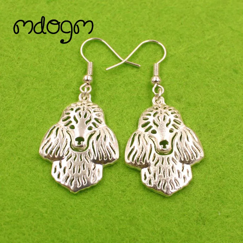 Милые серьги-подвески в виде пуделя собаки животных Золотая серебряная тарелка