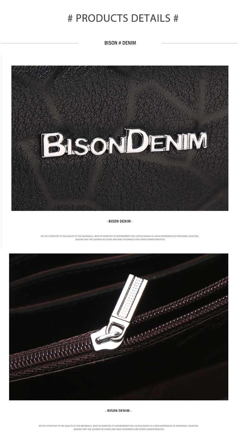 BISON DENIM, мужской кошелек из натуральной кожи, Деловой, темно-синий, клатч, кошельки, Длинный кошелек, органайзер, на молнии, монета, держатель для карт, N8046