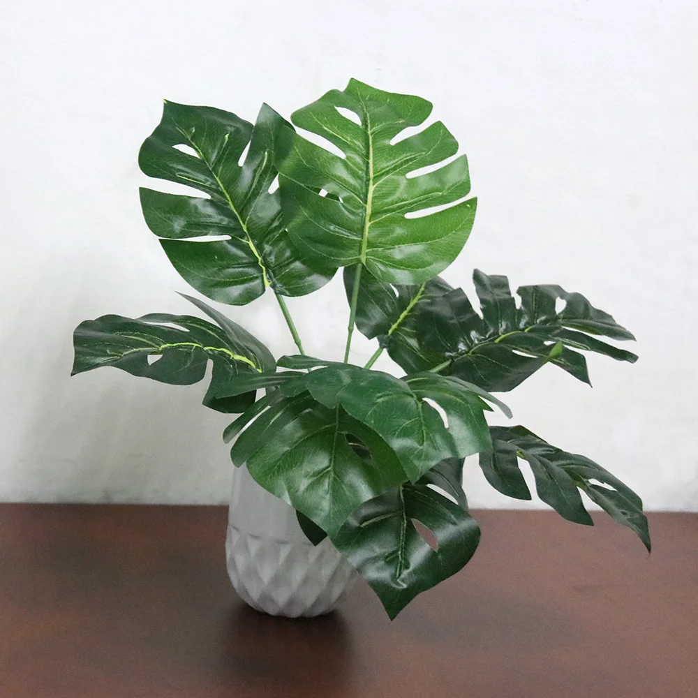 Искусственные искусственные листья Monstera зеленые пластиковые 1 шт. свадебное