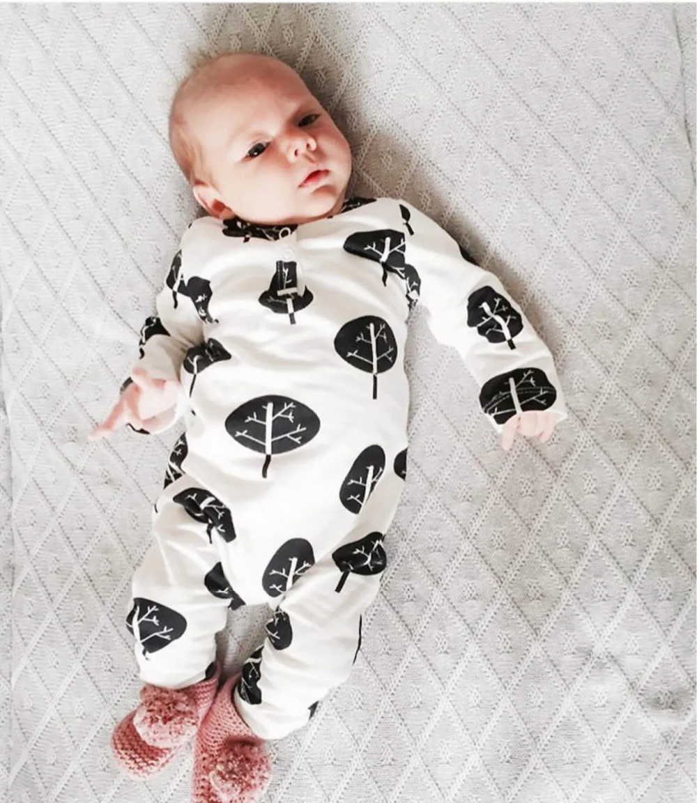 Newborn Baby girl Clothes Infant Romper Long Sleeve cotton Print boy Rompers Jumpsuit kids Clothing set infantil suit | Мать и ребенок
